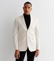 New Look Off White Skinny Fit Suit Jacket